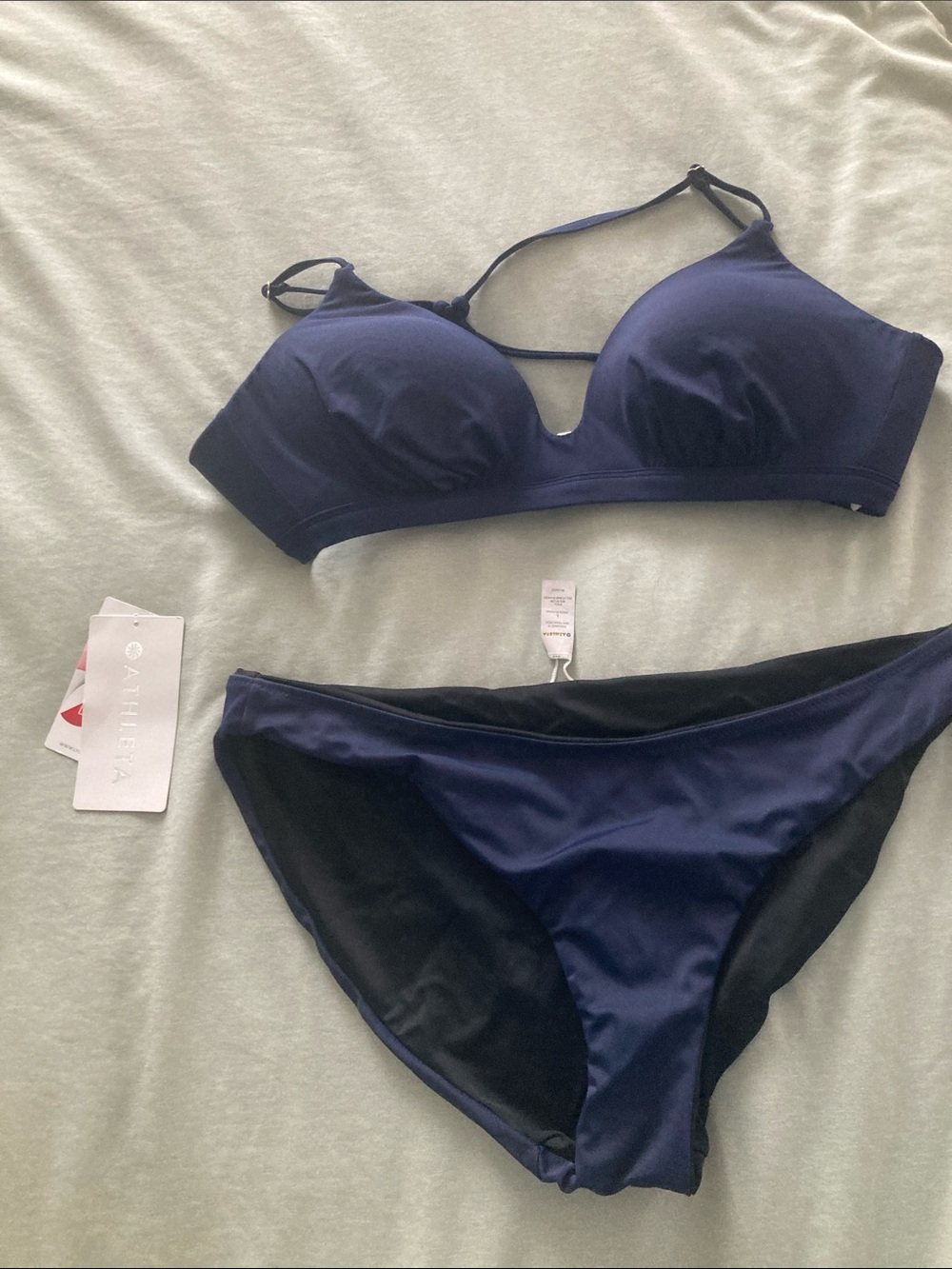 Athleta Navy Blue Activewear Top with White Tag